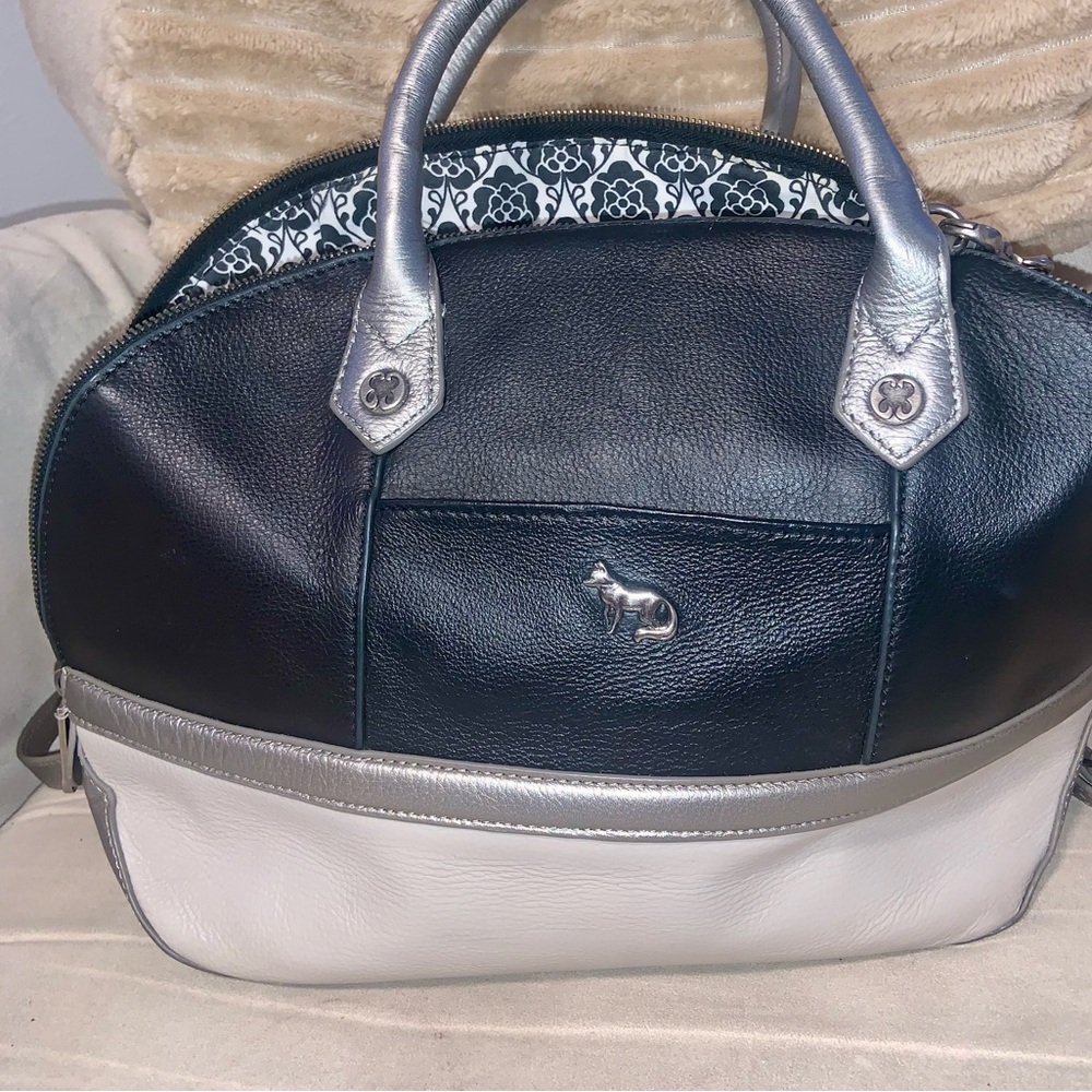 NWOT Emma Fox leather Jemma Dome satchel Black,bronze,oatmeal crossbody satchel